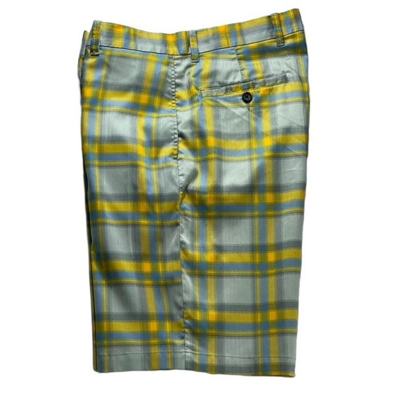 Callaway Shorts Golf Performance Flat Front Yellow Plaid Bermuda Men's Size 32 - Picture 4 of 9